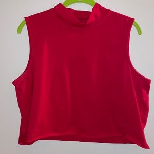 Red turtleneck crop top